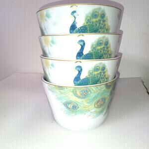 222 Fifth Peacock Garden or Lakshmi pattern appetizer/dessert...Set Of 4 Peacock